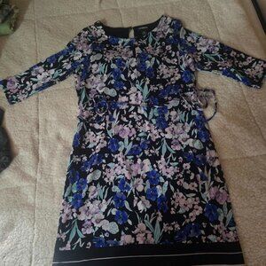 Women’s Floral Professional Work Dress | Size Large | Blue & Pink